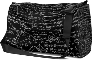 Leather Sport Gym Bag Mathematical Formula Pattern Weekender Bag for Women and Men Carry On Bag Math Pattern Travel Duffel Bag