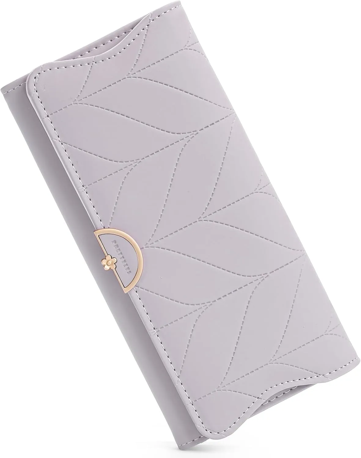 Leather Wallet for Women Trifold Womens' RFID Blocking Wallet Card Holder Purse Clutch with Zipper Coin Pocket,Light Purple