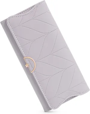 Leather Wallet for Women Trifold Womens' RFID Blocking Wallet Card Holder Purse Clutch with Zipper Coin Pocket,Light Purple