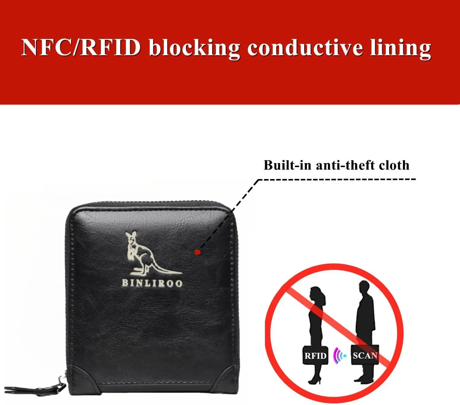 Leather Wallets for Men with RFID Blocking Multi Card Slot Separate ID Card window… (black2002)