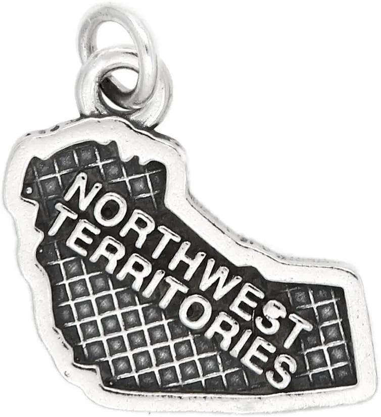 LGU Sterling Silver Oxidized Map of Northwest Territories, Canada Charm
