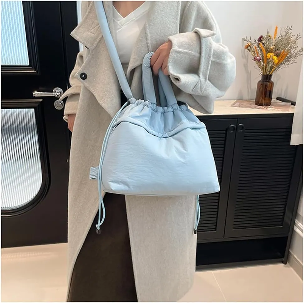 Lightweight Adjustable Cloud Backpack for Women, Multi-Way Carry Cotton Tote Bag with Magnetic Closure,Stylish Daypack (Blue)