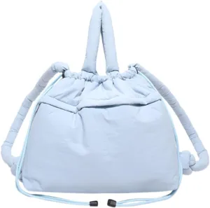 Lightweight Adjustable Cloud Backpack for Women, Multi-Way Carry Cotton Tote Bag with Magnetic Closure,Stylish Daypack (Blue)