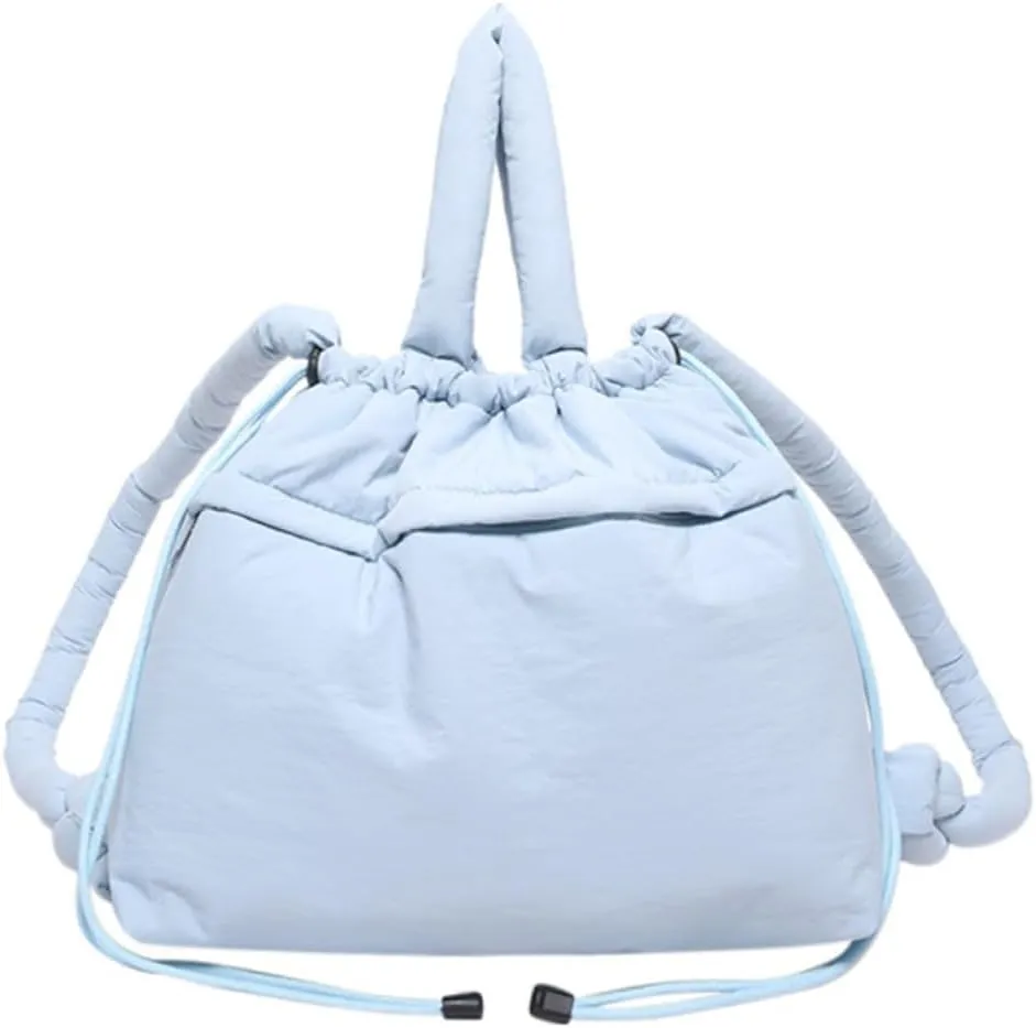 Lightweight Adjustable Cloud Backpack for Women, Multi-Way Carry Cotton Tote Bag with Magnetic Closure,Stylish Daypack (Blue)