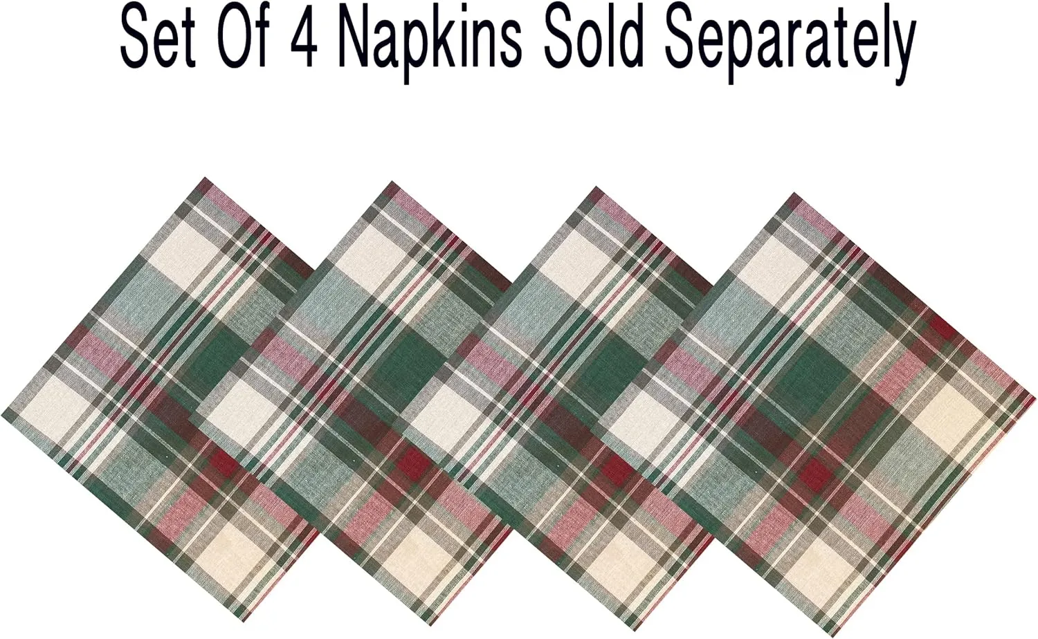 Lintex Christmas Cottage Plaid Cotton Weave Christmas Fabric Tablecloth, Country Rustic Holiday Tartan Plaid Easy Care Tablecloth, 52" x 52" Square