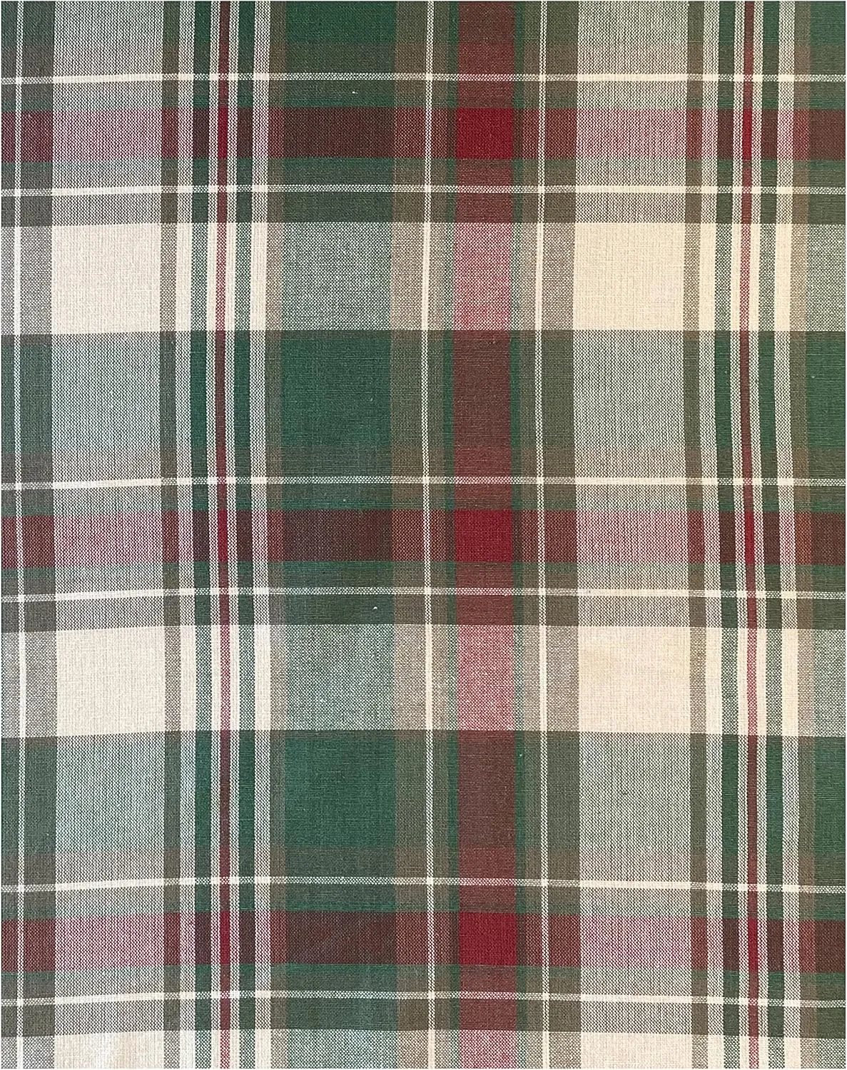 Lintex Christmas Cottage Plaid Cotton Weave Christmas Fabric Tablecloth, Country Rustic Holiday Tartan Plaid Easy Care Tablecloth, 52" x 52" Square