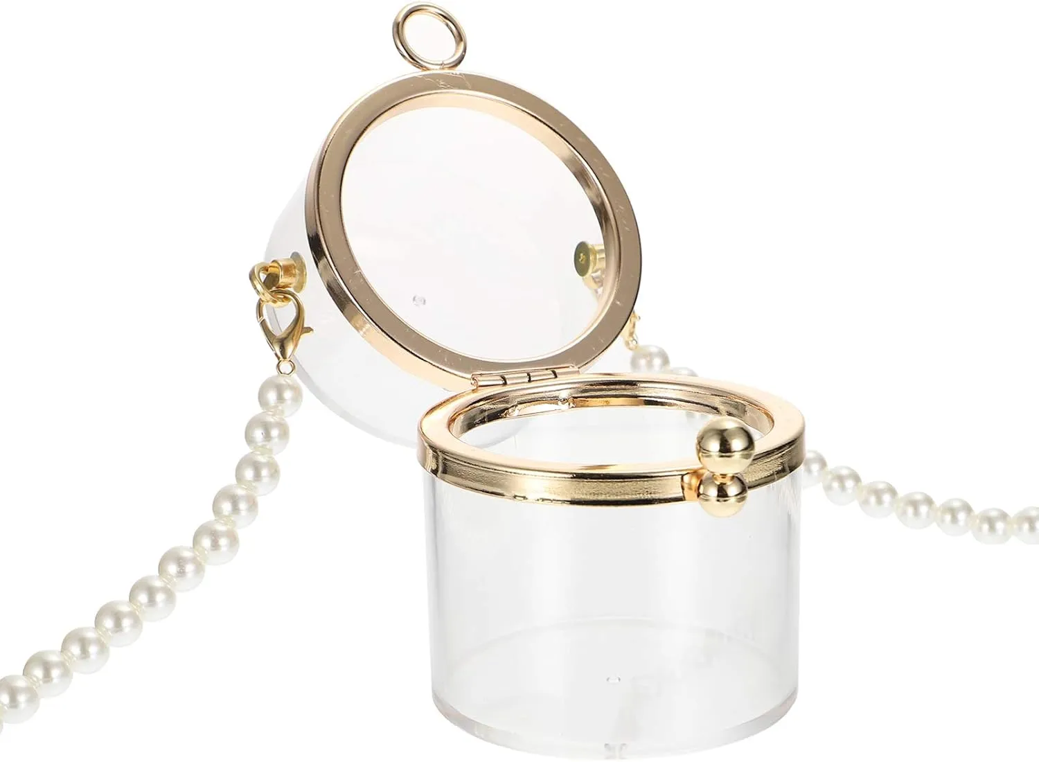 Lipstick Evening Bag Acrylic Makeup Shoulder Bag Pearl Chain for Women for Travel