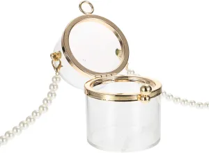 Lipstick Evening Bag Acrylic Makeup Shoulder Bag Pearl Chain for Women for Travel