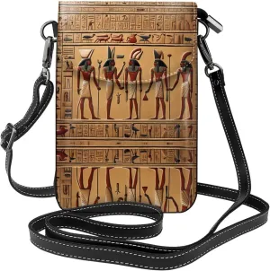 LLKGO TAncient Egyptian Hieroglyph Pattern Crossbody bag, mobile phone bag, women's small wallet, a practical gift suitable for going out, exercising, and shopping