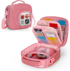 LoDrid Carrying Case Compatible with Yoto Mini (2024 Edition), Travel Storage Bag for Audio Player with Adjustable Shoulder Strap for Player Cards and Accessories, Pink, Bag Only