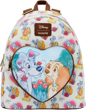 Loungefly Disney Lady And The Tramp Hearts & Roses Mini Backpack BROWN NONE