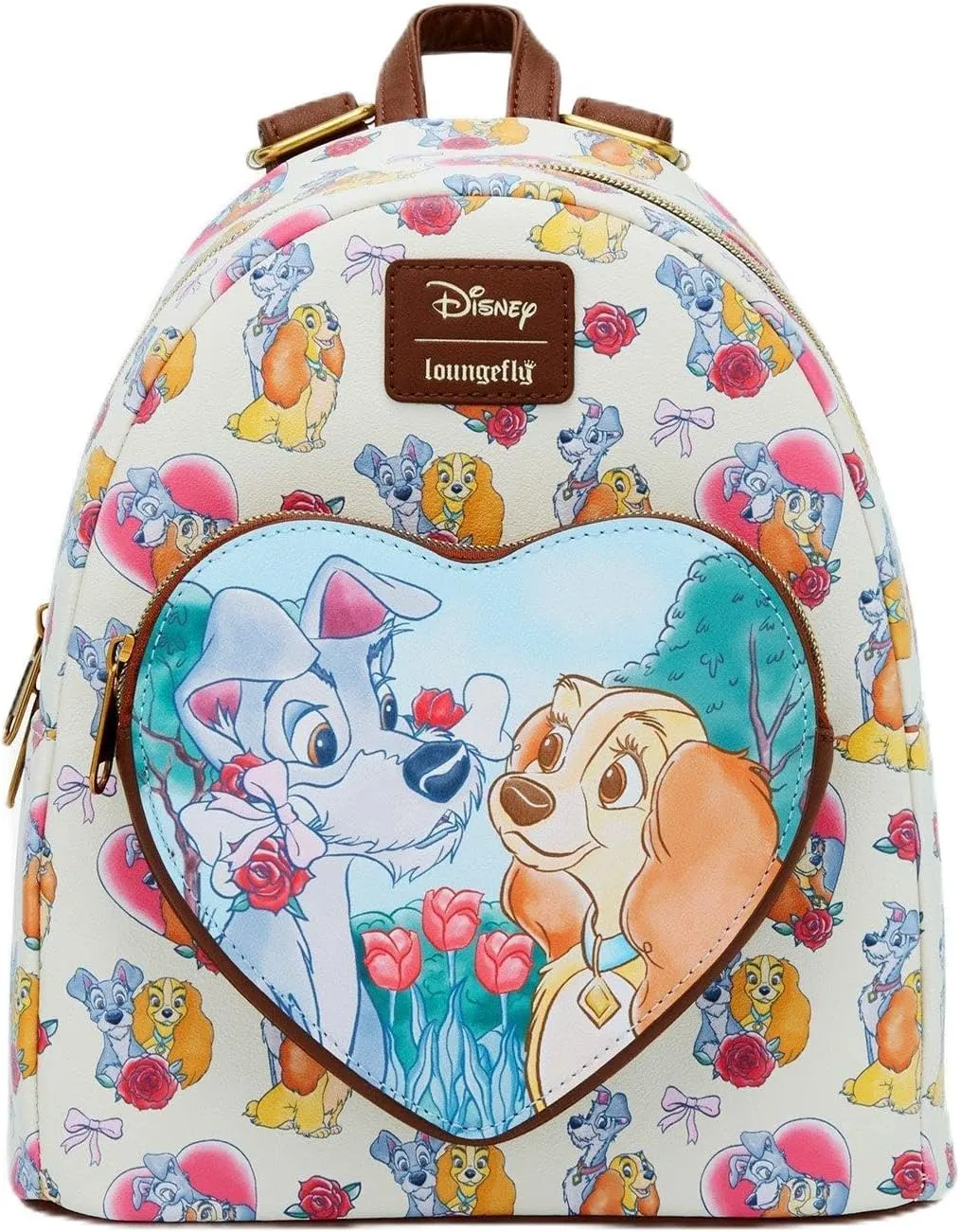 Loungefly Disney Lady And The Tramp Hearts & Roses Mini Backpack BROWN NONE