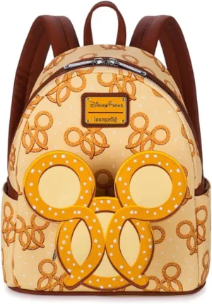 Loungefly - Disney - Mickey Mouse Theme Park Pretzel - Fashion Mini Backpack, Brown (Pret1)