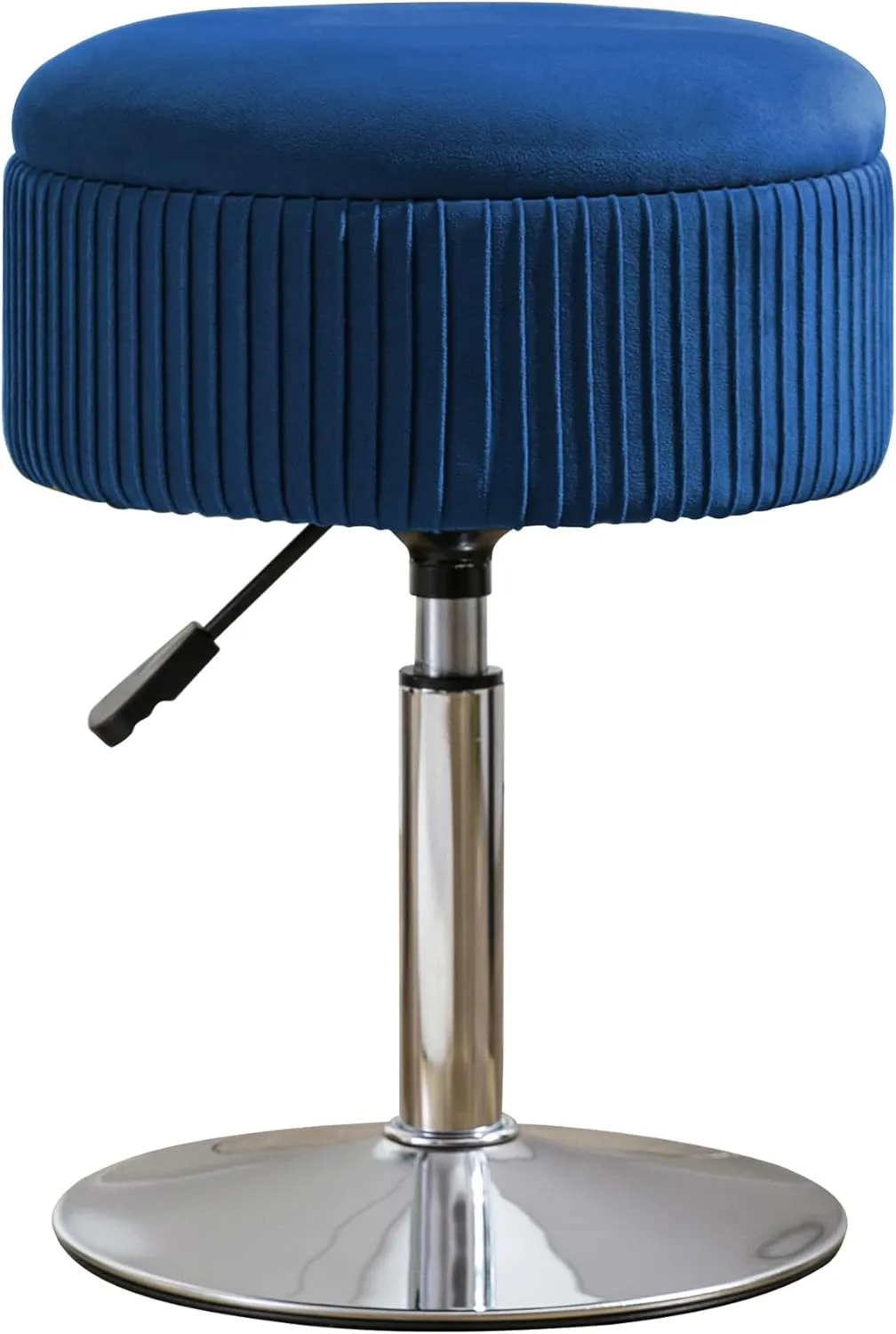 LUE BONA 360°Swivel Vanity Stool Chair for Makeup Room, Height Adjustable Stool for Vanity with Storage, Small Navy Blue Velvet for Bathroom, Living Room
