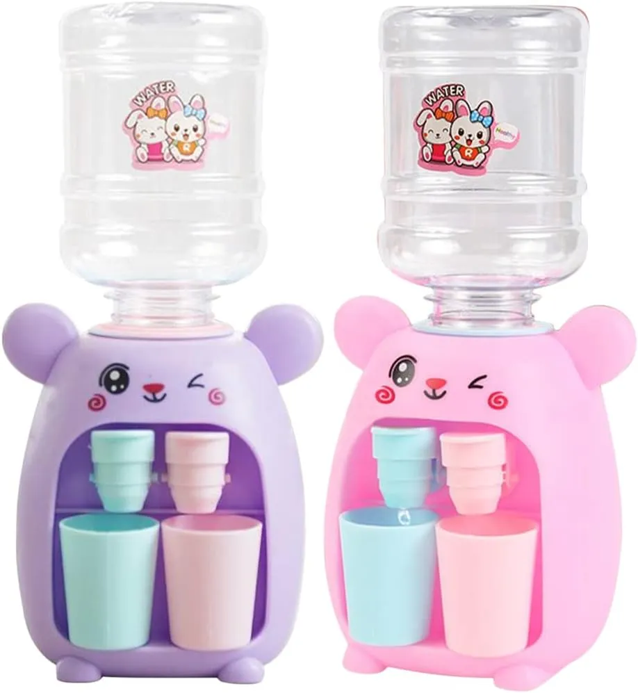 LUOZZY 2 Pcs Mini Tiny Water Dispenser Toy Miniature Juice Beverage Water Machine Toy for Kids Dollhouse Accessories