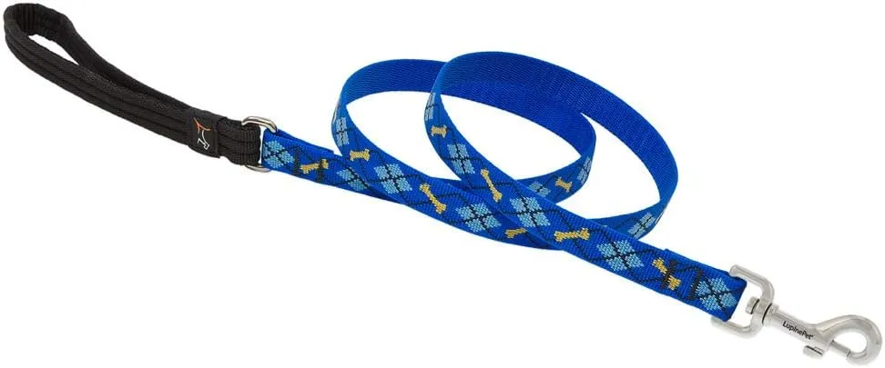 Lupinepet Originals 3/4" Dapper Dog 6-Foot Padded Handle Leash for Medium and Larger Dogs