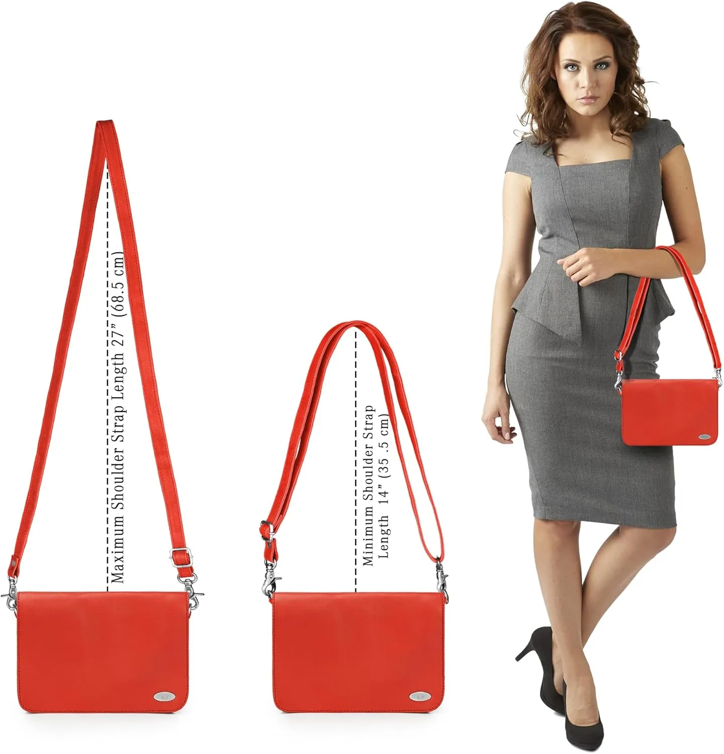 LUXEORIA Genuine Leather Crossbody Bags for Women, Small Travel Purses, Mobile & Credit Card Pockets with Adjustable Strap