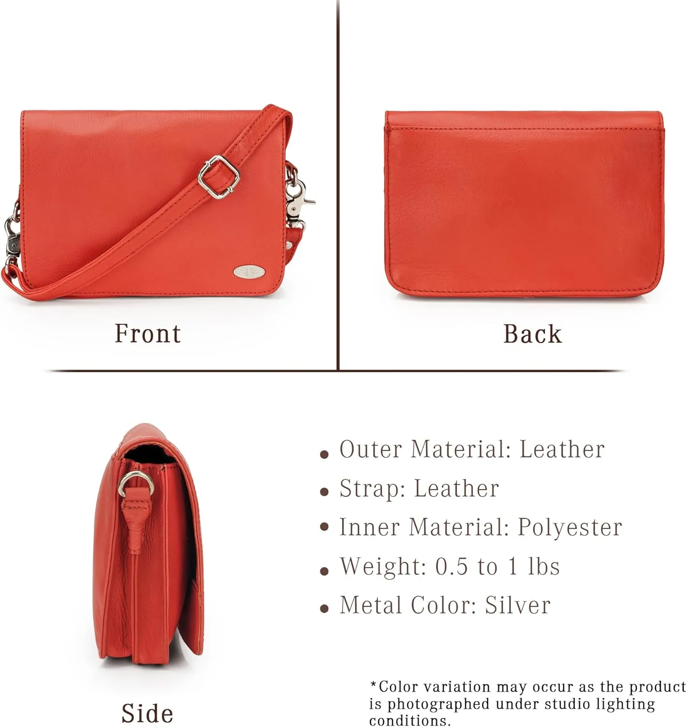 LUXEORIA Genuine Leather Crossbody Bags for Women, Small Travel Purses, Mobile & Credit Card Pockets with Adjustable Strap