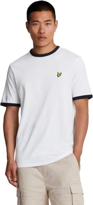 Lyle & Scott Mens Ringer T-Shirt (M) (White/Dark Navy)