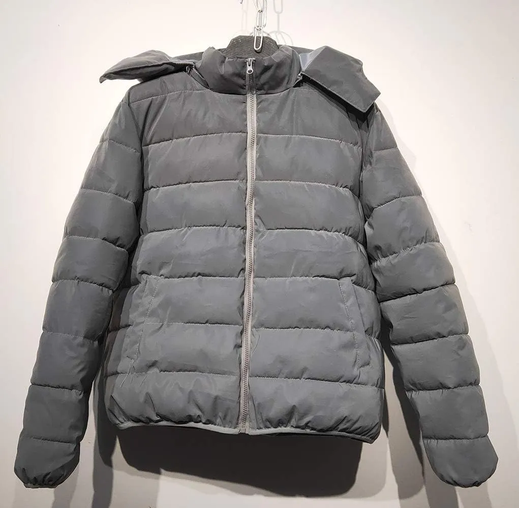 LZLRUN Rainbow Reflective Winter Jacket Coat Women Men Thick Warm Cotton Windbreaker Hooded