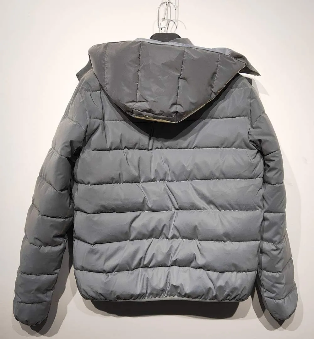 LZLRUN Rainbow Reflective Winter Jacket Coat Women Men Thick Warm Cotton Windbreaker Hooded