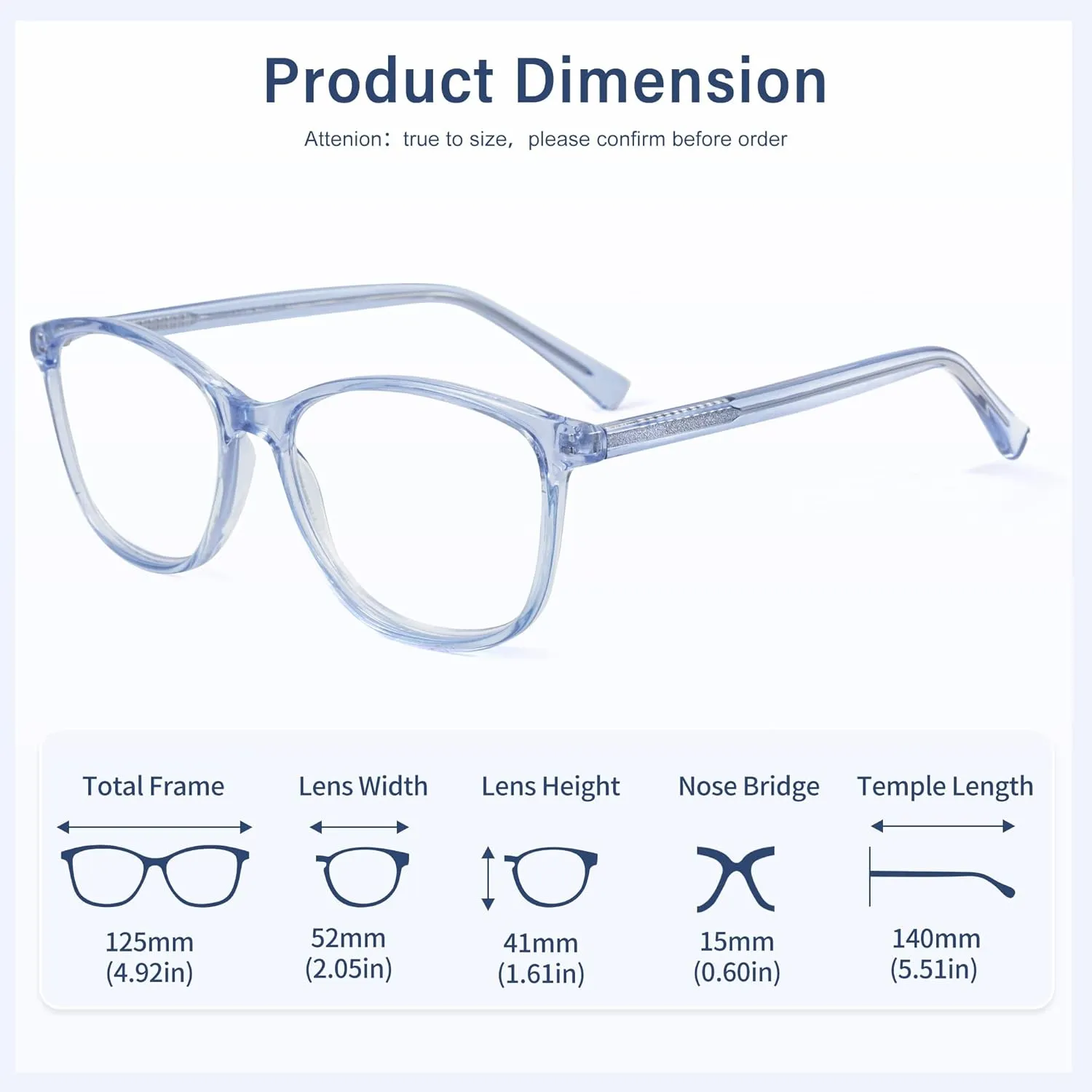Madison Avenue Blue Light Blocking Glasses Anti Eyestrain UV Glare Blue Light Glasses for Women TV Phone Computer Gaming Eyeglasses (Clear Blue)