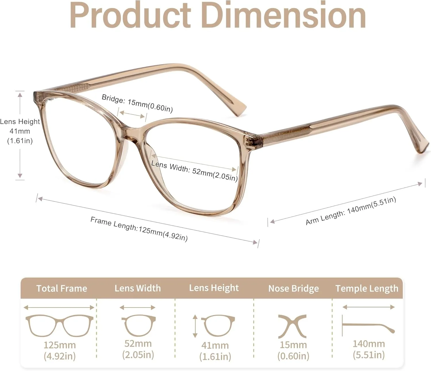 Madison Avenue Square Vintage TR90 Blue Light Blocking Reading Glasses for Women with Case, Anti Glare/Eyestrain Computer Readers Coffee Brown  1.0