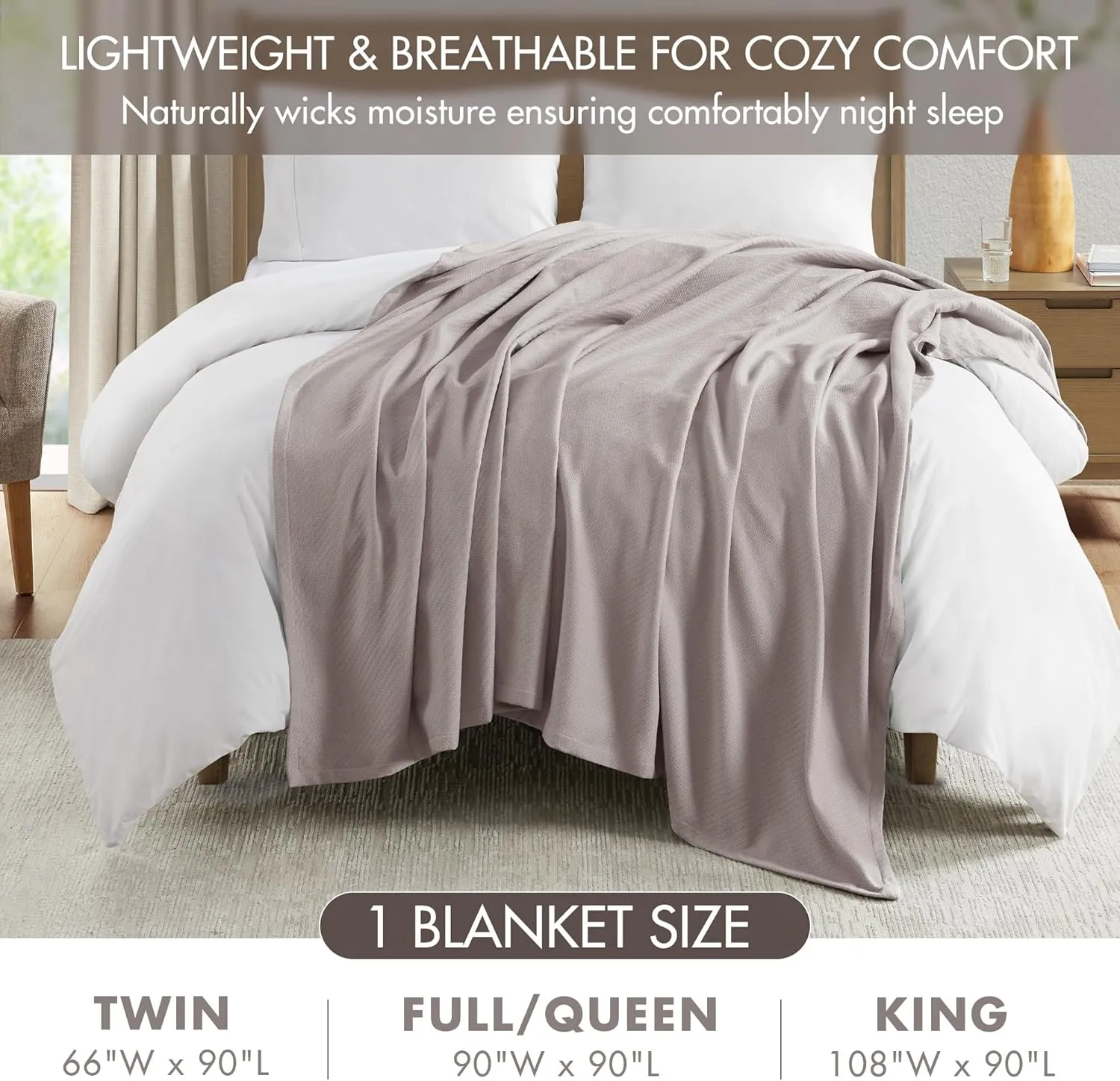 Madison Park Liquid Cotton Luxury Blanket Premium Soft Cozy 100% Ring Spun Cotton For Bed , Couch or Sofa, King, Gray
