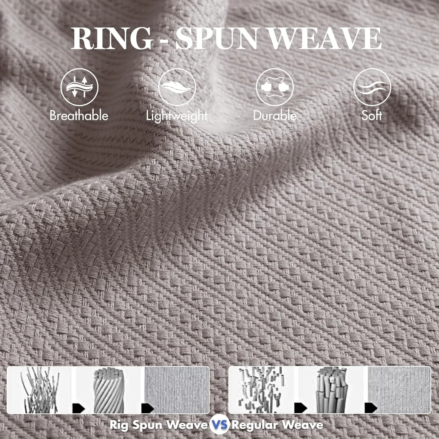 Madison Park Liquid Cotton Luxury Blanket Premium Soft Cozy 100% Ring Spun Cotton For Bed , Couch or Sofa, King, Gray