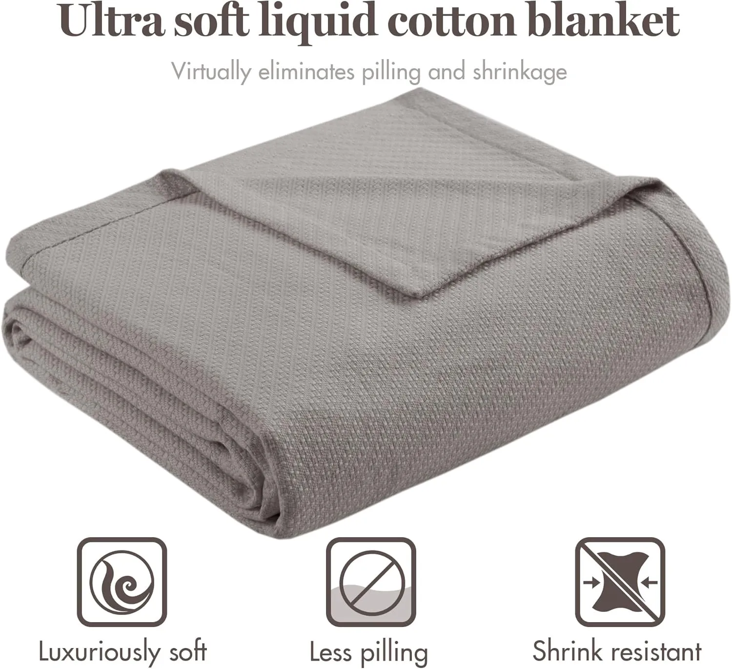 Madison Park Liquid Cotton Luxury Blanket Premium Soft Cozy 100% Ring Spun Cotton For Bed , Couch or Sofa, King, Gray