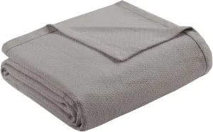 Madison Park Liquid Cotton Luxury Blanket Premium Soft Cozy 100% Ring Spun Cotton For Bed , Couch or Sofa, King, Gray
