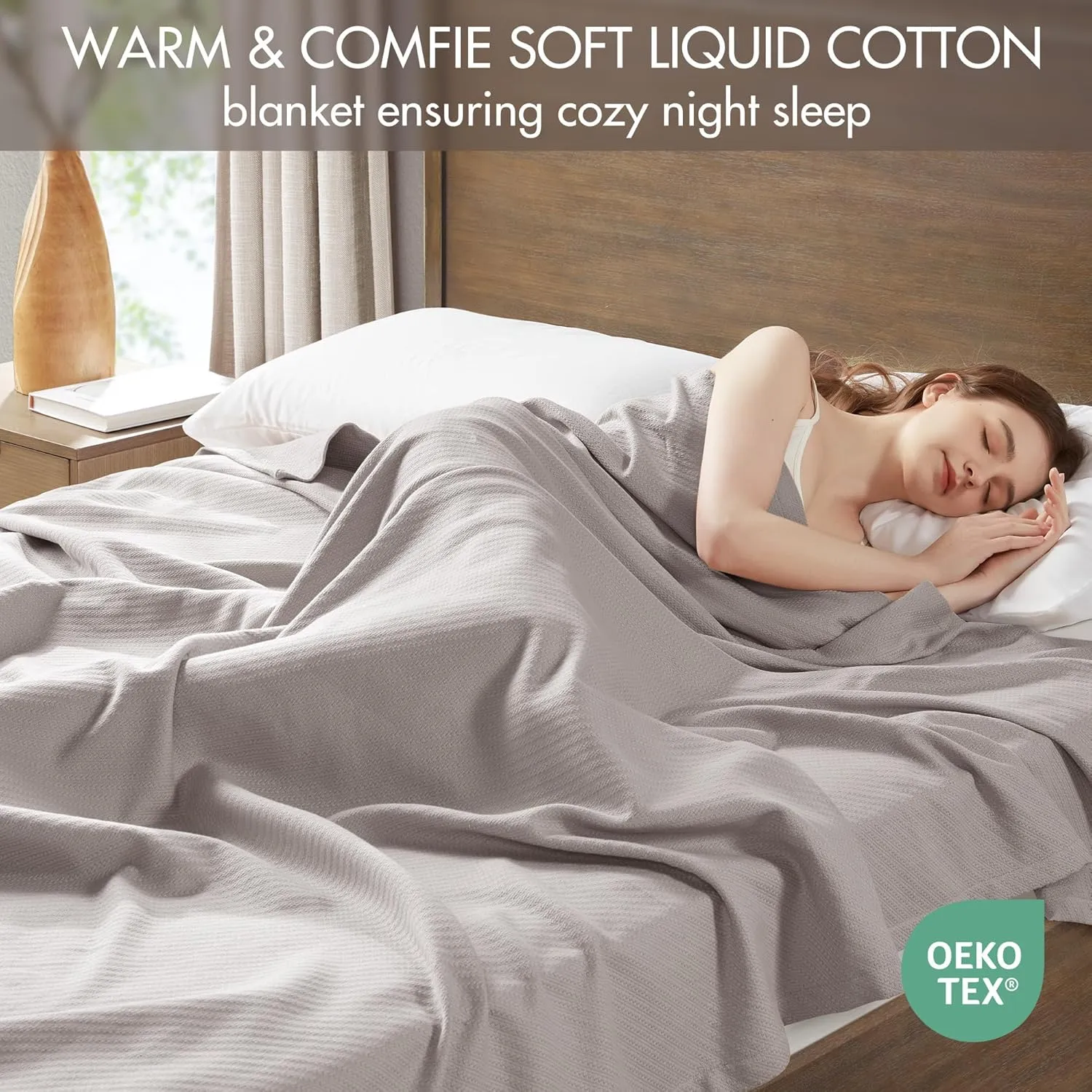Madison Park Liquid Cotton Luxury Blanket Premium Soft Cozy 100% Ring Spun Cotton For Bed , Couch or Sofa, King, Gray