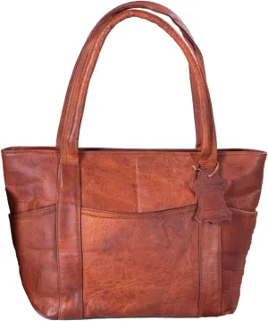 Madosh Genuine Leather Tote Bag for Women Perfect Travel Purse Everyday Stylish Bag Handmade Handbag.