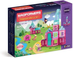 MAGFORMERS Princess Castle 78 Pieces Pink and Purple Colors, Educational Magnetic Geometric Shapes Tiles Building STEM Toy Set Ages 3 