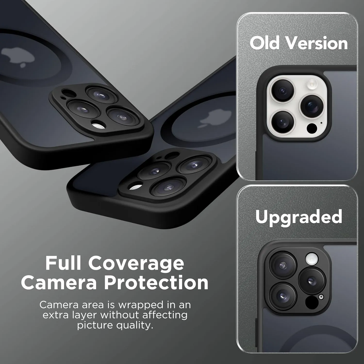 Magnetic for iPhone 15 Pro Case, [Compatible with MagSafe] [Full Camera Protection] Shockproof Protective Slim Translucent Matte Phone Case for iPhone 15 Pro 6.1'', Black