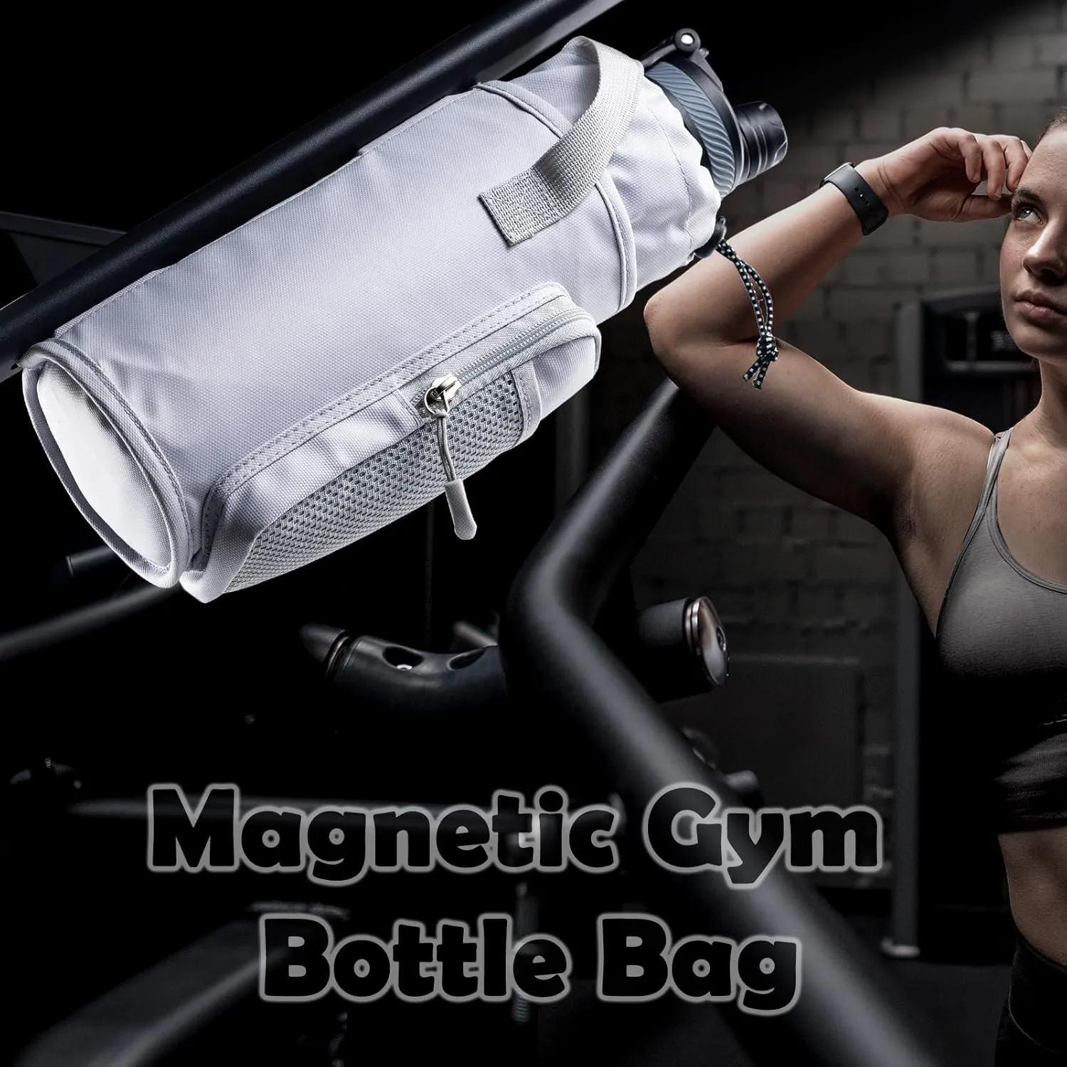 Magnetic Gym Bag Bottle Holder - Phone Holder - Bottle Sling Bag Essentials, Gym Gifts for Men and Women