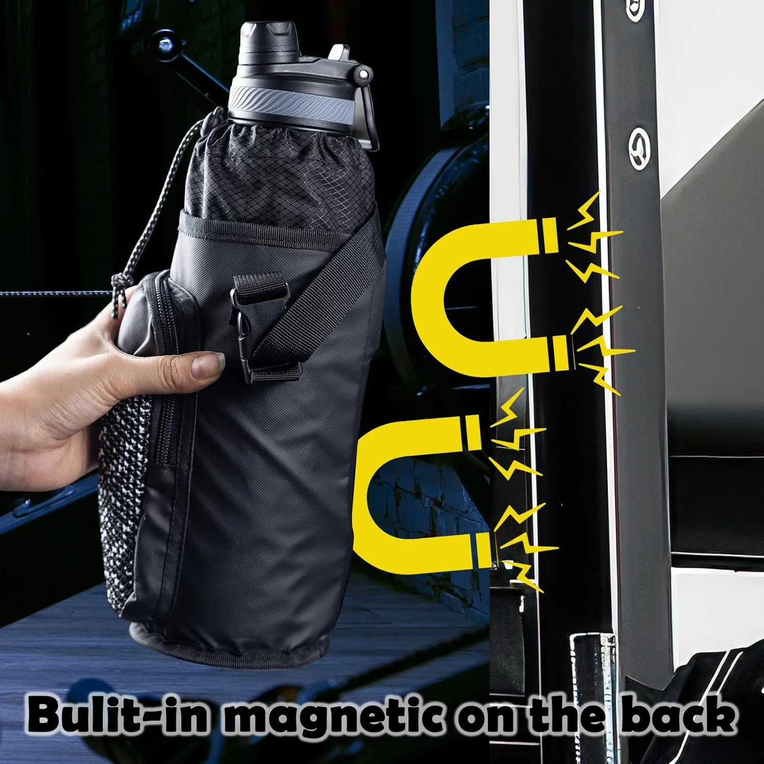 Magnetic Gym Bag Bottle Holder - Phone Holder - Bottle Sling Bag Essentials, Gym Gifts for Men and Women