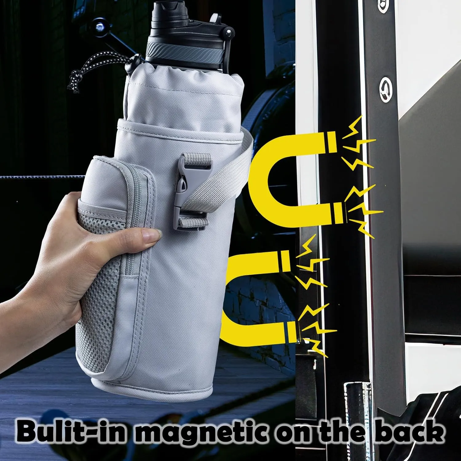Magnetic Gym Bag Bottle Holder - Phone Holder - Bottle Sling Bag Essentials, Gym Gifts for Men and Women