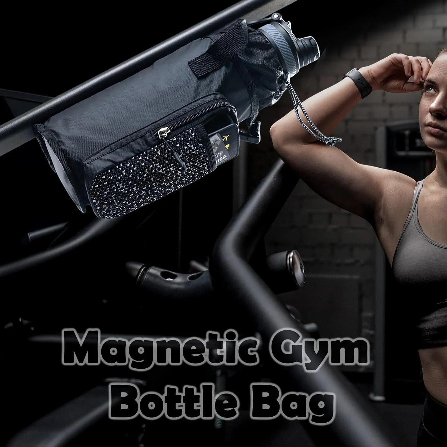 Magnetic Gym Bag Bottle Holder - Phone Holder - Bottle Sling Bag Essentials, Gym Gifts for Men and Women