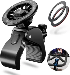 Magnetic Phone Holder, Strong Magnet Bike Phone Mount with Two Metal Rings, for Indoor Gym Equipment(Compatible with Peloton Bike)/Stroller/Treadmill, for MagSafe iPhone Samsung and All Phone