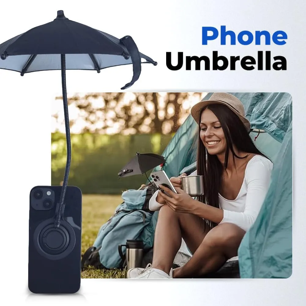 Magnetic Phone Umbrella Sun Shade for Outdoor Use, Portable & Adjustable Cell Phone Umbrellas for Sun,Mini Screen Shade Cellphone Umbrella Magnet Umbrellas Stand Holder for iPhone/Android (Yellow)