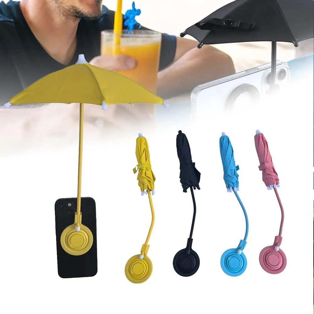 Magnetic Phone Umbrella Sun Shade for Outdoor Use, Portable & Adjustable Cell Phone Umbrellas for Sun,Mini Screen Shade Cellphone Umbrella Magnet Umbrellas Stand Holder for iPhone/Android (Yellow)