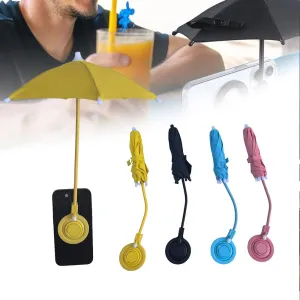 Magnetic Phone Umbrella Sun Shade for Outdoor Use, Portable & Adjustable Cell Phone Umbrellas for Sun,Mini Screen Shade Cellphone Umbrella Magnet Umbrellas Stand Holder for iPhone/Android (Yellow)