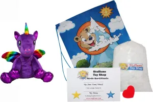 Make Your Own Stuffed Animal Cuddly Soft Cuddly Luna The Purple Winged Unicorn Kit 16"- No Sew - Kit with Cute Backpack!