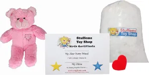 Make Your Own Stuffed Animal Mini 8 Inch Pink Heart Patch Bear Kit - No Sewing Required!