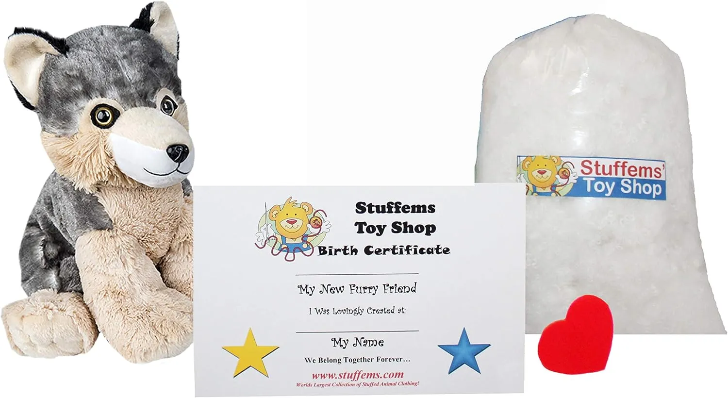 Make Your Own Stuffed Animal Mini 8 Inch Timber The Wolf Kit - No Sewing Required!