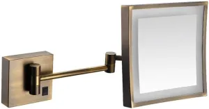Makeup Mirror Lighted Vanity Bathroom Square Mirror with 360 Degree Swivel Rotation, Flexible Gooseneck, and Locking Suction (Color : Antique Color, Size : Plug)
