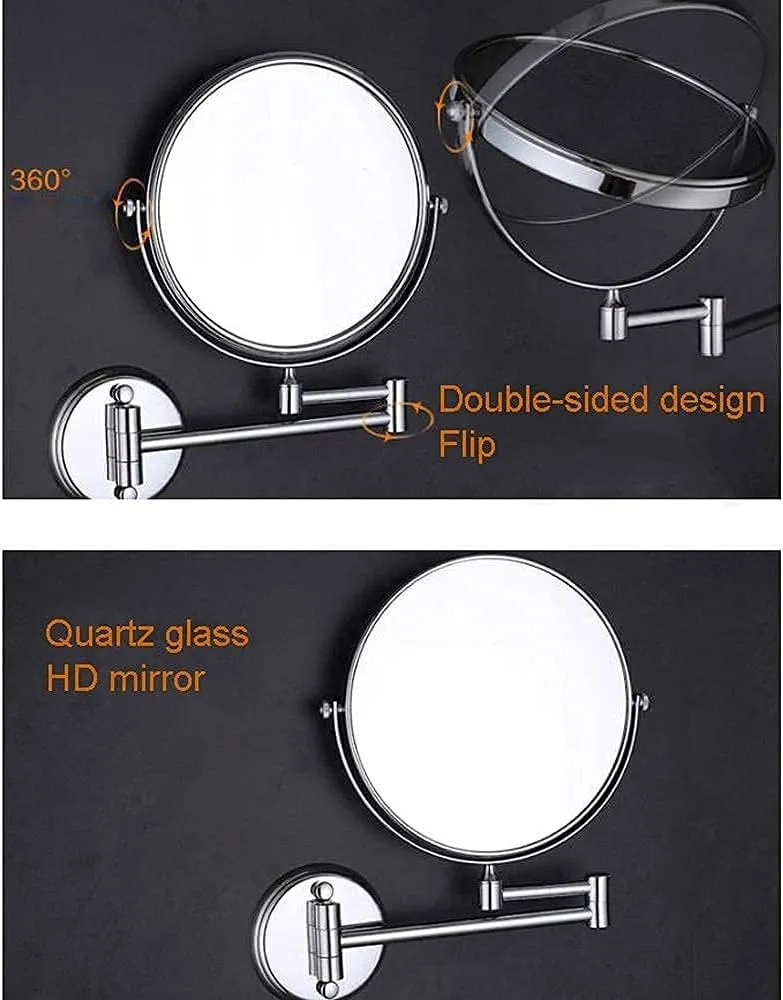 Makeup Mirror Vanity Mirror Bathroom Vanity Mirror, Beauty Mirror Wall- Mounted Mirror Makeup Mirror Folding Magnifying Double- Sided for Hotel Bathroom Cosmetic Mirror