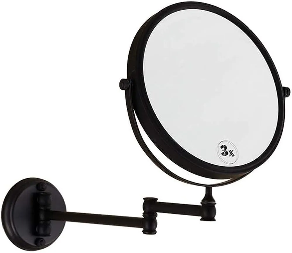 Makeup Mirror Vanity Mirror Bathroom Wall Mount Mirror, Antique Makeup Mirror Beauty Mirror Black Folding Magnifying Double- Sided Telescopic Mirror Cosmetic Mirror