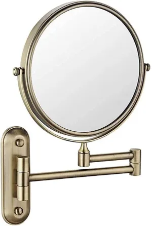 Makeup Mirror Vanity Mirror Bathroom Wall Mount Mirror, Vanity Mirror Folding Rotating Telescopic Mirror Double- Sided Magnifying Beauty Mirror Cosmetic Mirror(C,5X)